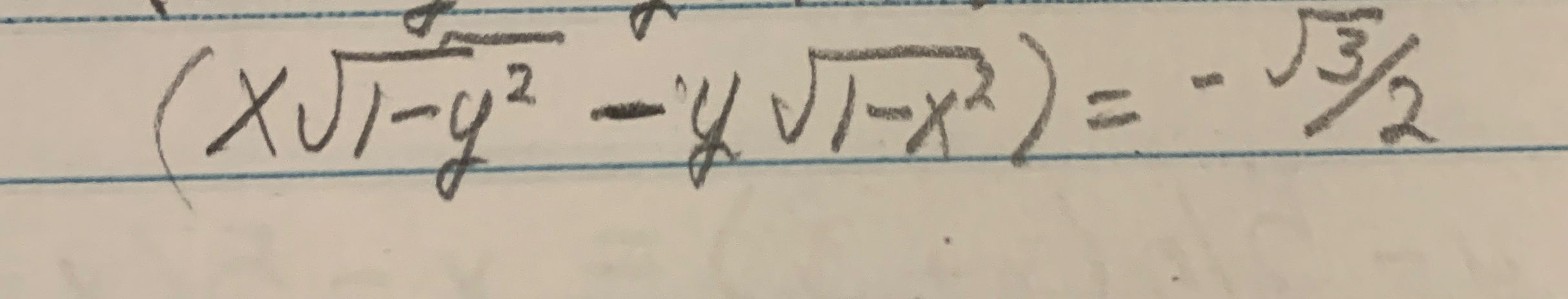 Solve for y , ( x 1 - y 2 2 - y 1 - x 2 2 ) = - 3