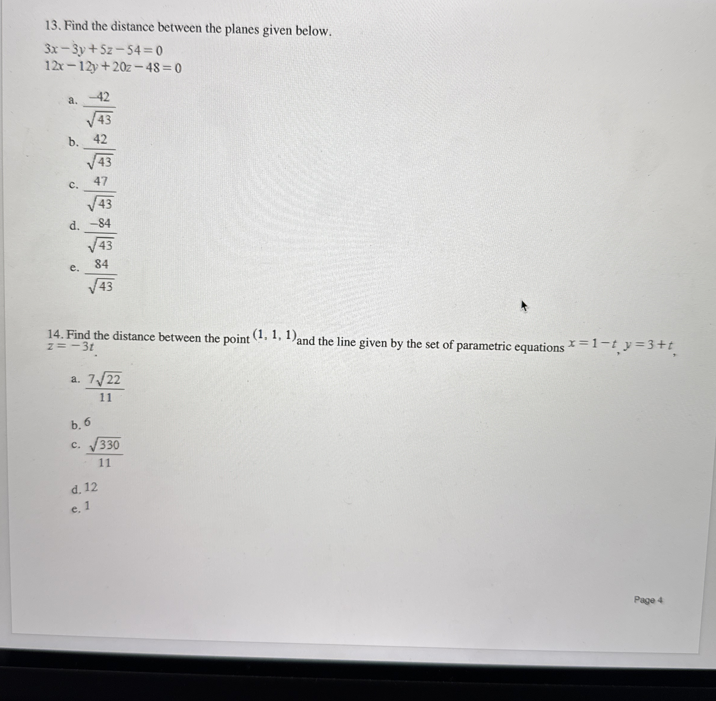 Find the distance between the planes given below.