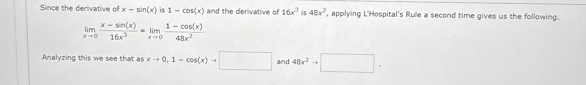Since the derivative of x - s i n ( x ) is 1 - c