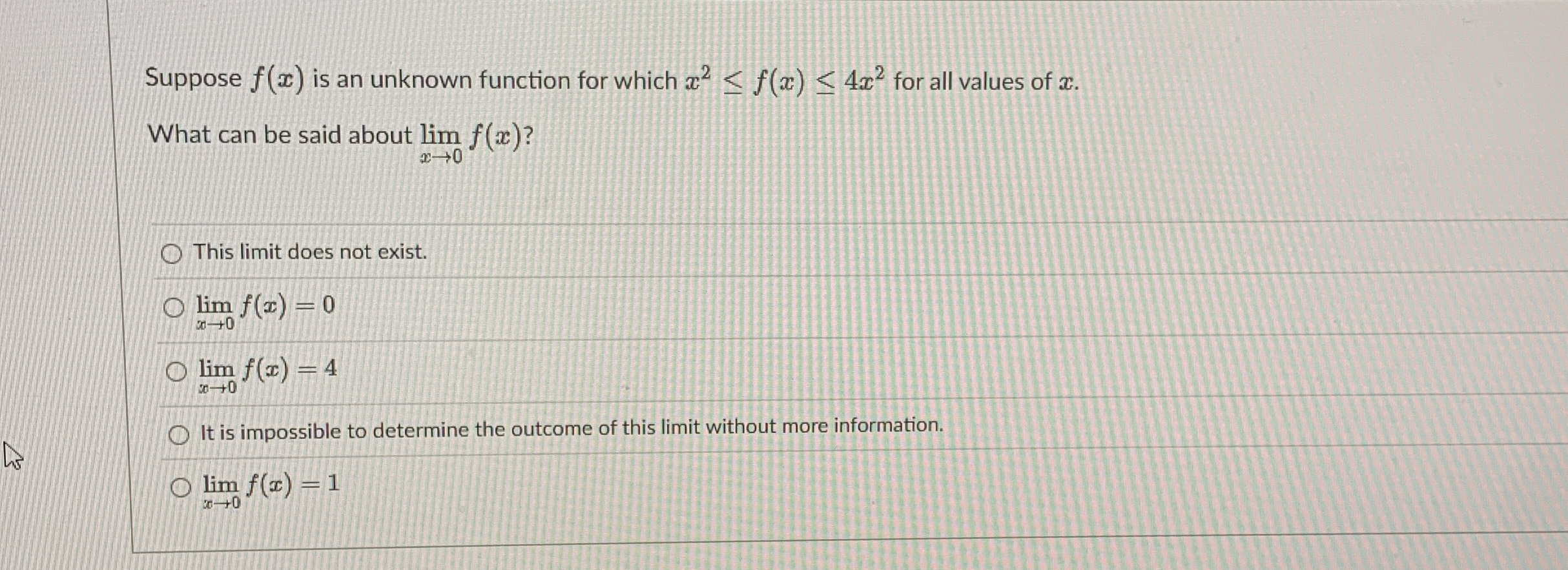 Suppose f ( x ) is an unknown function for which