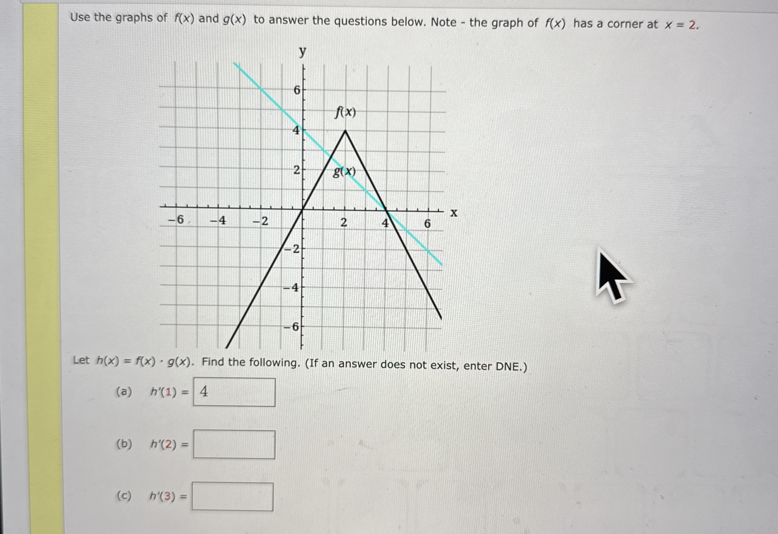 Use the graphs of f ( x ) and g ( x ) to answer