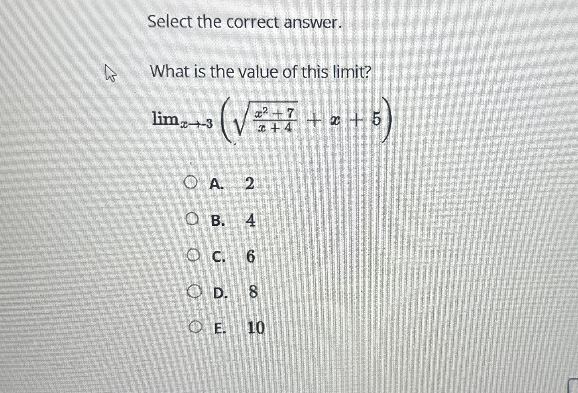 Select the correct answer. What is the value of