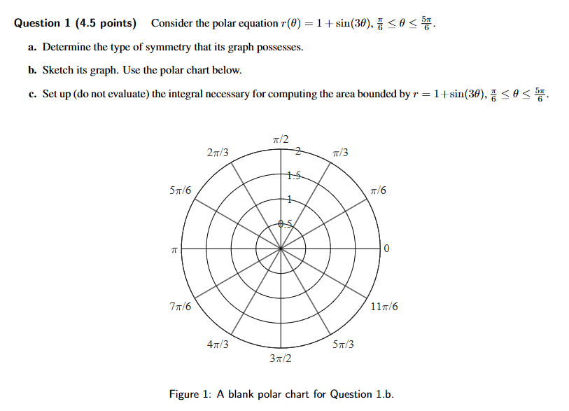 Question 1 ( 4 . 5 points ) Consider the polar