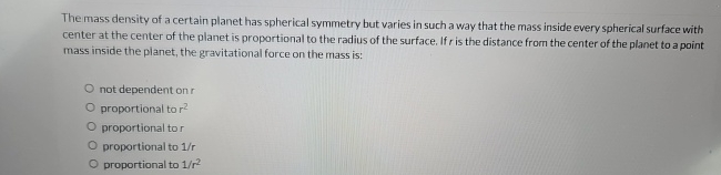 The mass density of a certain planet has