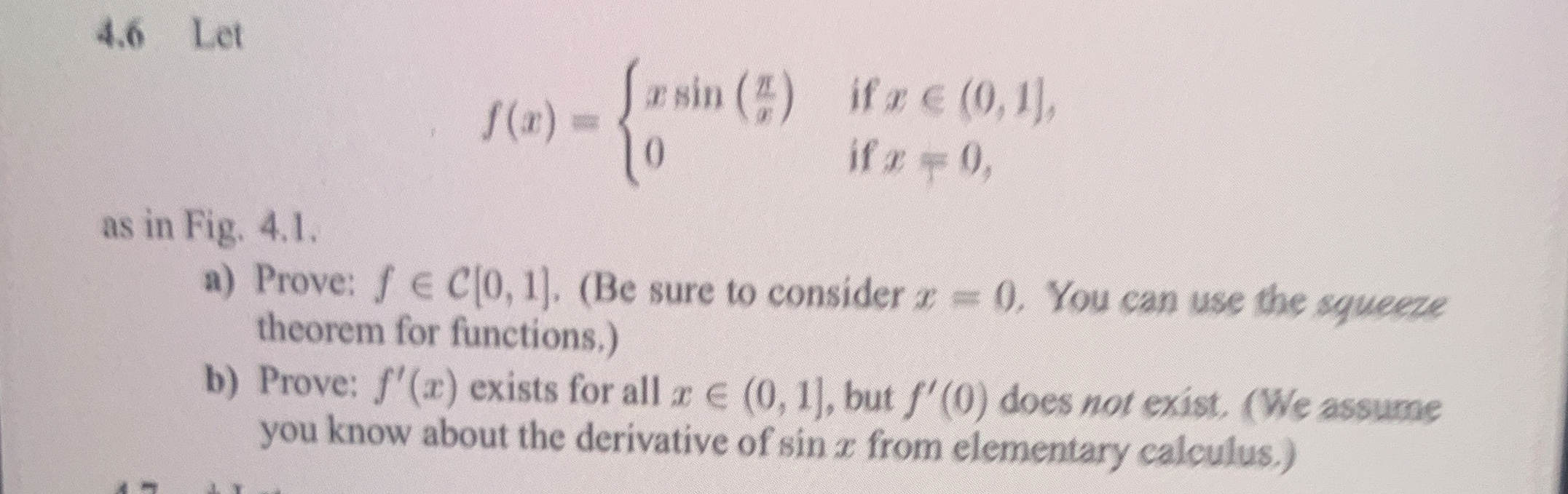 4 . 6 Let f ( x ) = { x s i n ( x ) i f x i n ( 0