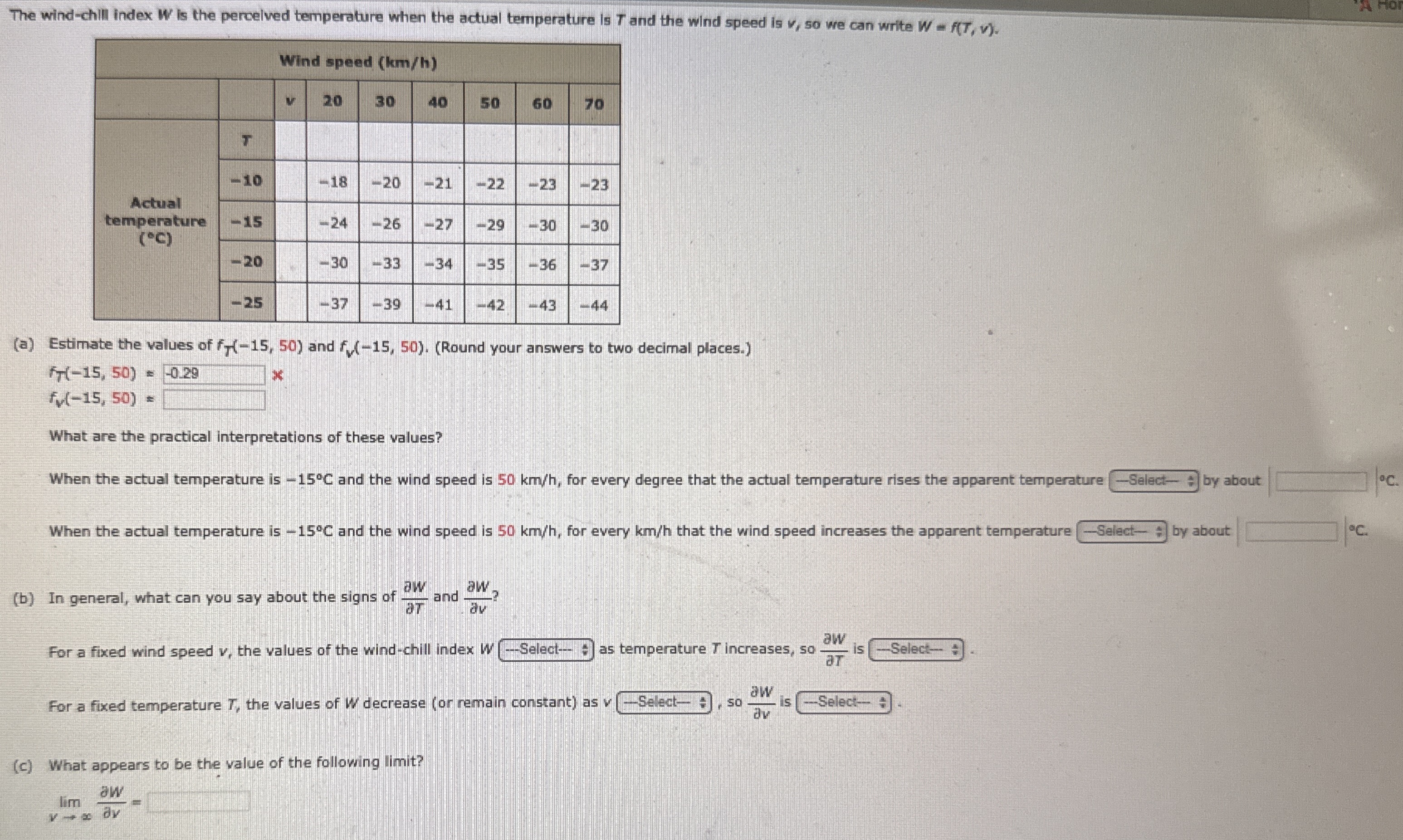 The wind - chill index W is the percelved