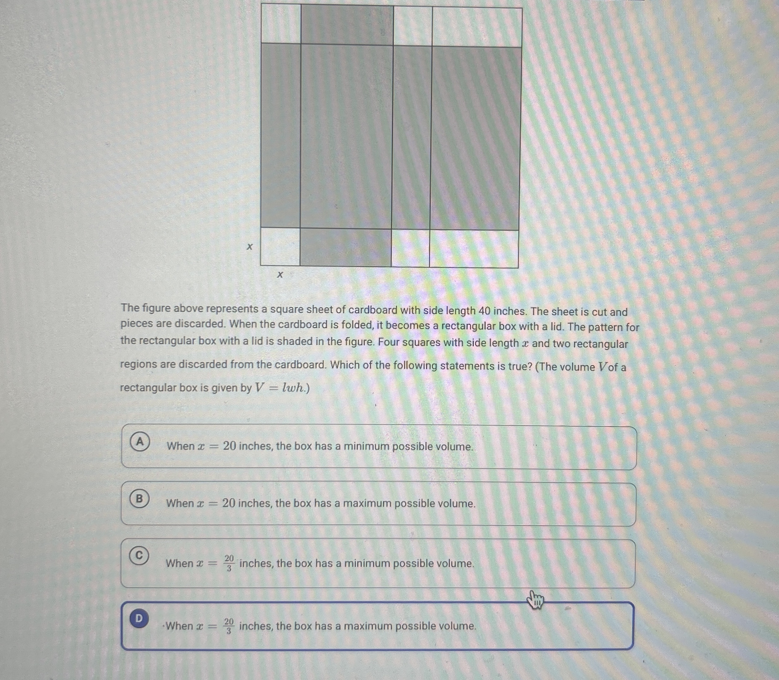 The figure above represents a square sheet of