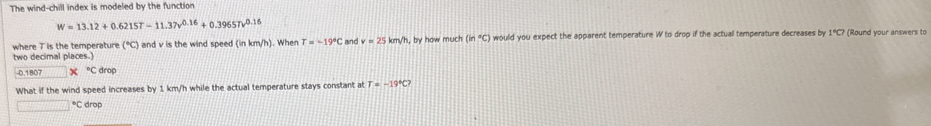The wind - chill index is modeled by the function