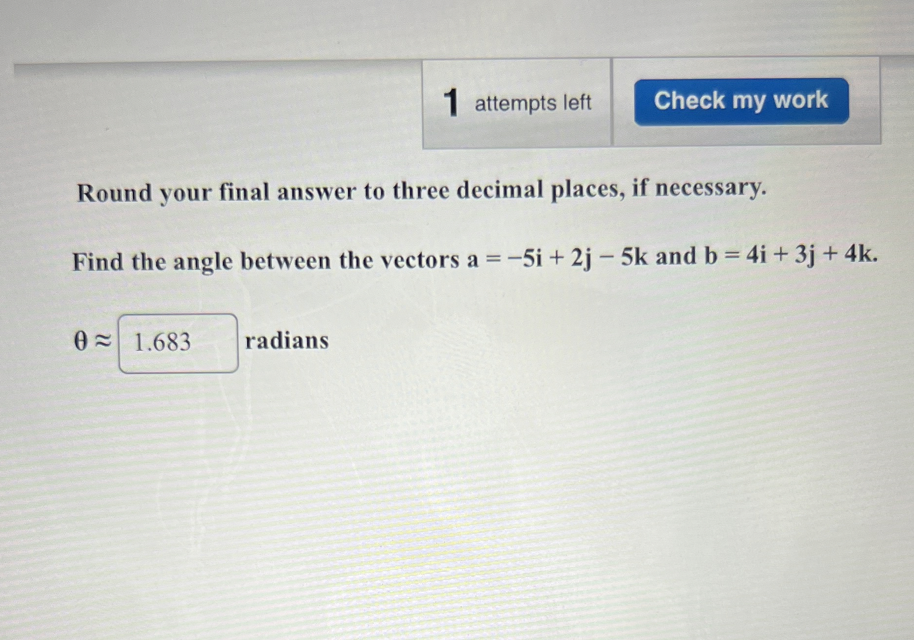 attempts left Round your final answer to three