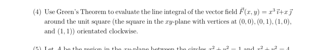 ( 4 ) Use Green's Theorem to evaluate the line