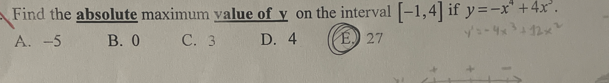 Find the absolute maximum value of y on the