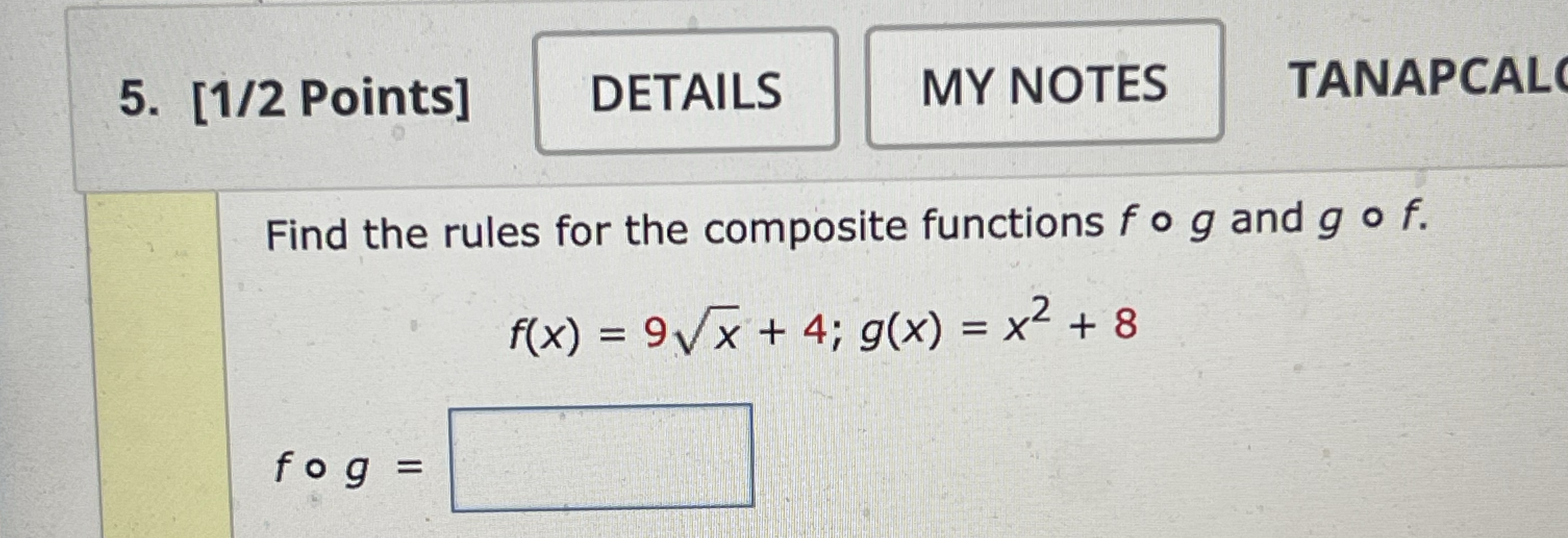[ 1 / 2 Points ] TANAPCAL Find the rules for the