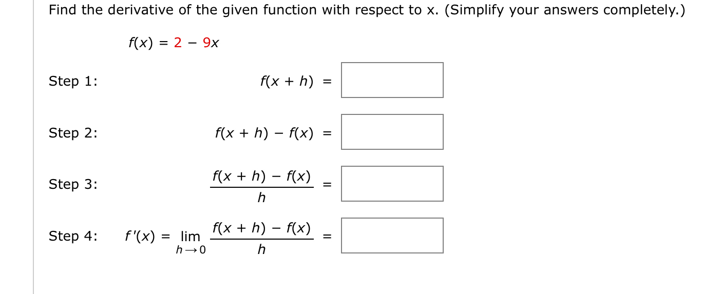 Find the derivative of the given function with