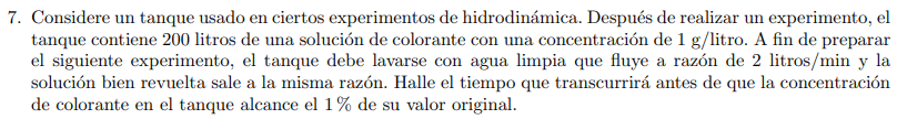 7 . Considere un tanque usado en ciertos