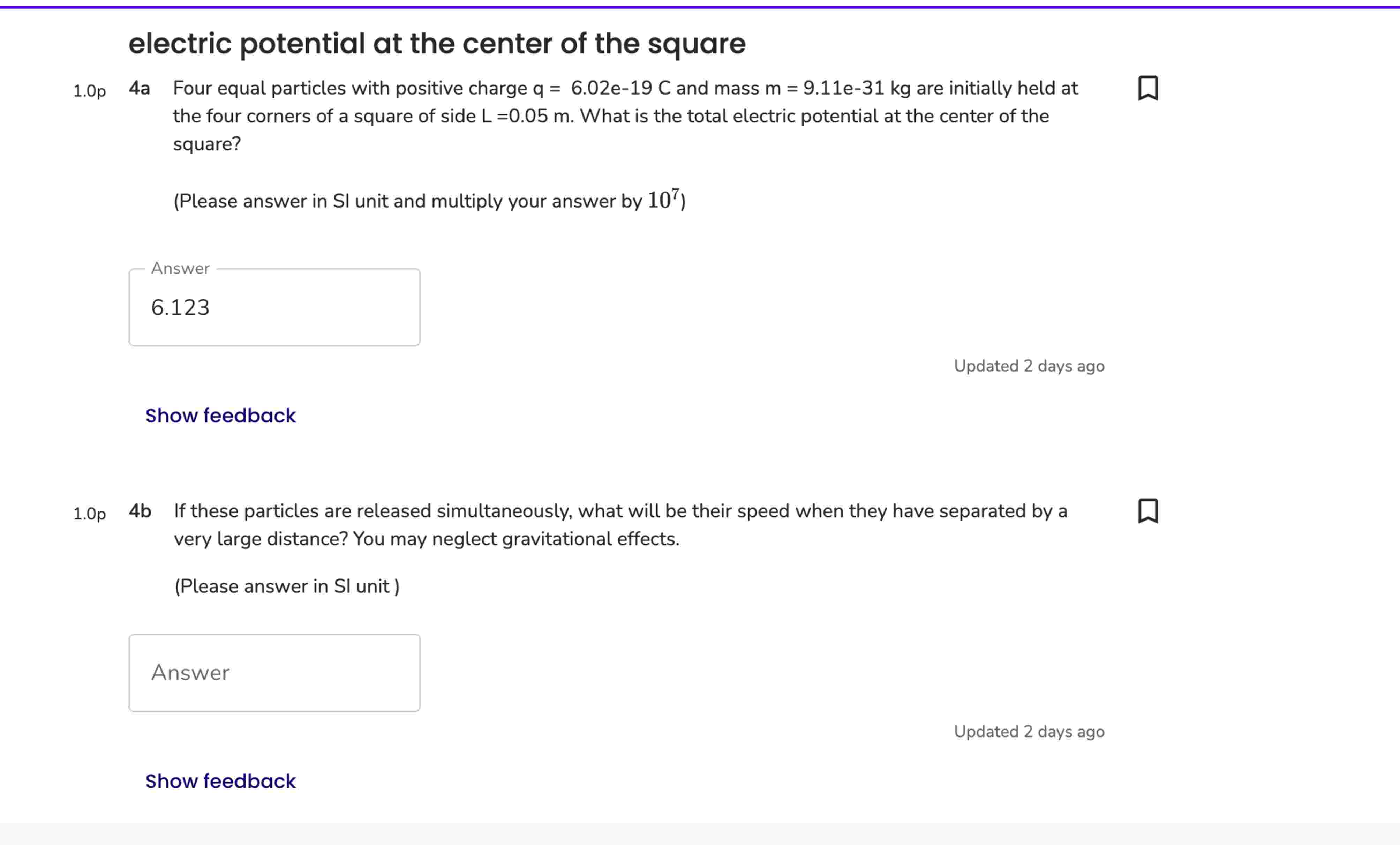 1 . 0 p 4 b If these particles are released