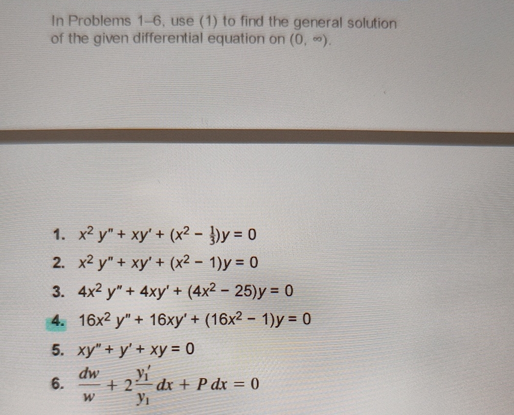 In Problems 1 - 6 , use ( 1 ) to find the general