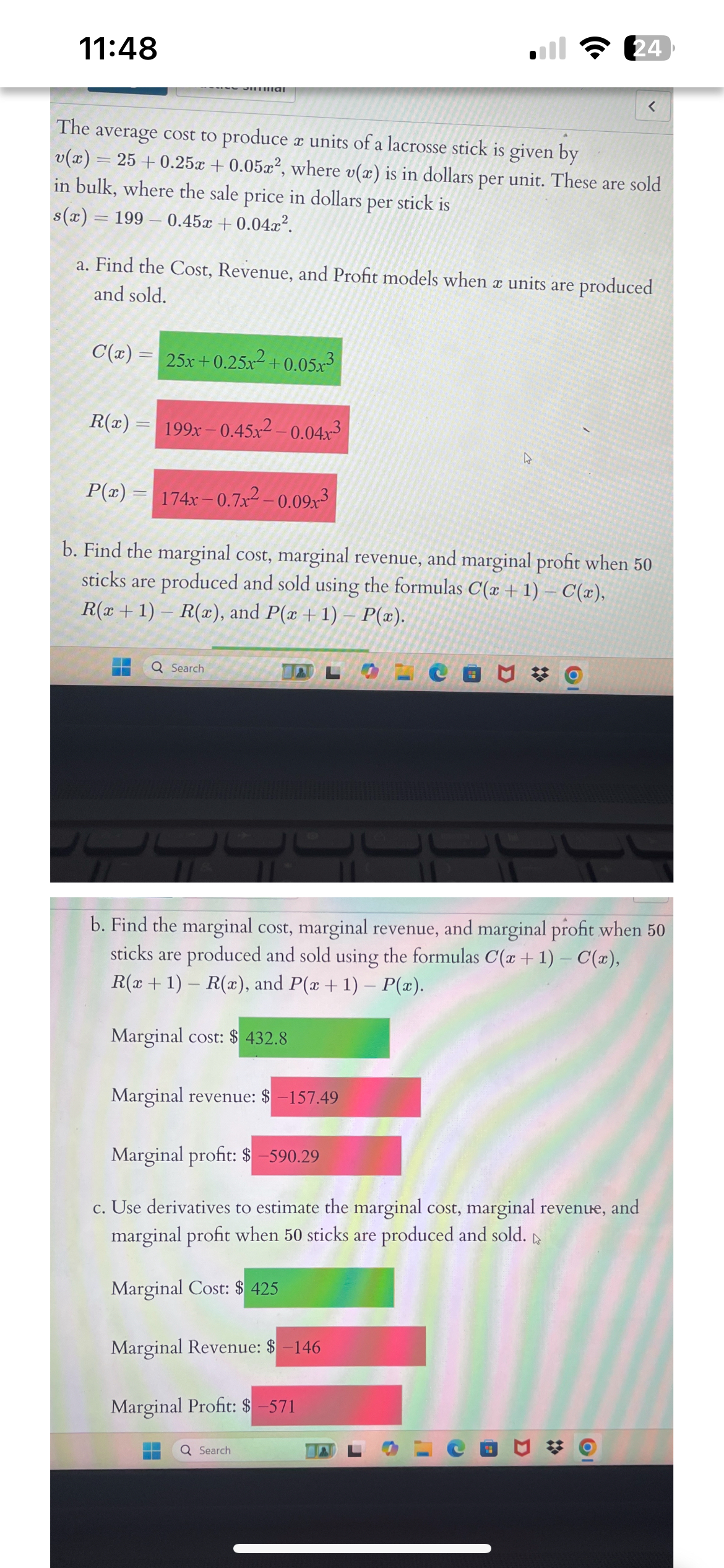 1 1 : 4 8 2 4 The average cost to produce x units