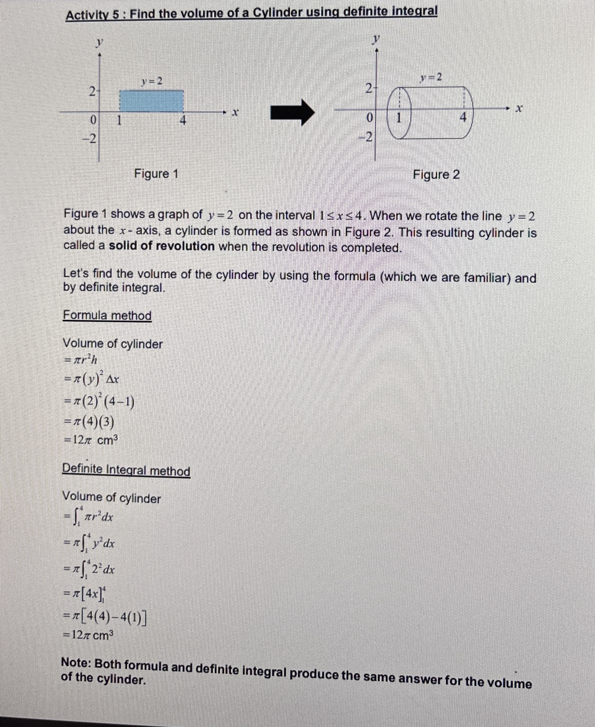 Figure 1 shows a graph of y = 2 on the interval 1