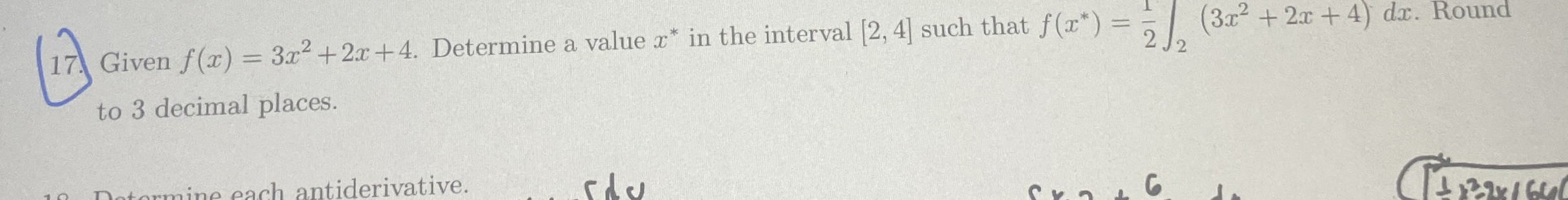 Given f ( x ) = 3 x 2 + 2 x + 4 . Determine a