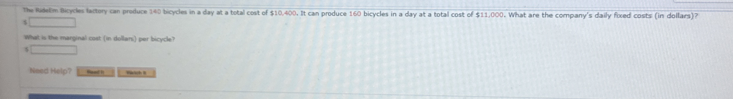 What is the marginal cost ( in dollars ) per