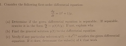 Consider the following first - order differential