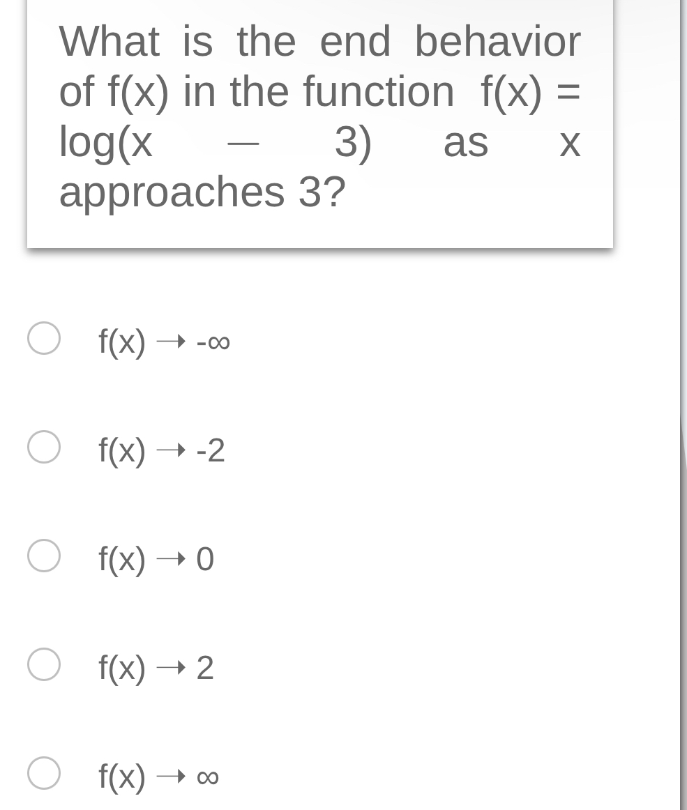 What is the end behavior of f ( x ) in the