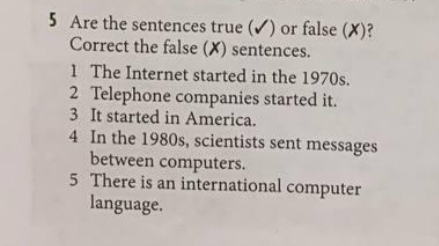 5 Are the sentences true \ ( ( \ checkmark ) \ )