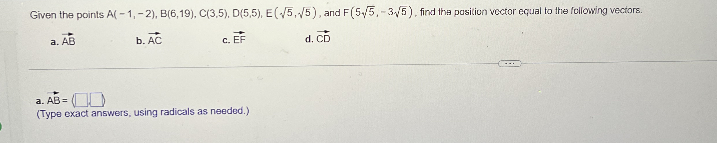 Given the points A ( - 1 , - 2 ) , B ( 6 , 1 9 )
