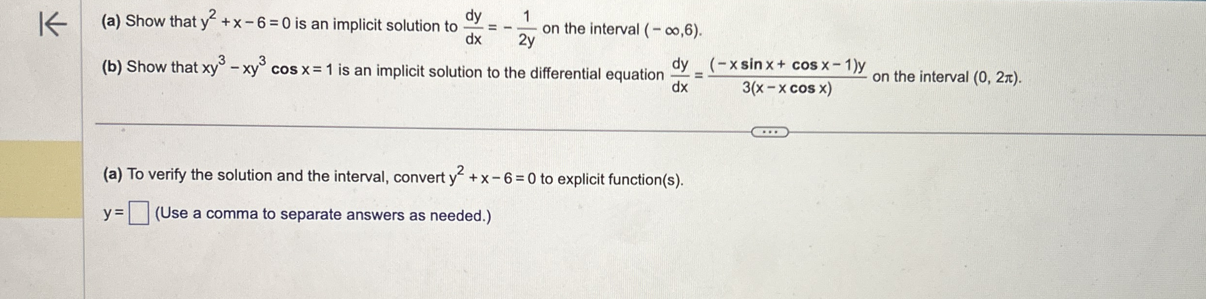 ( a ) Show that y 2 x - 6 = 0 is an implicit