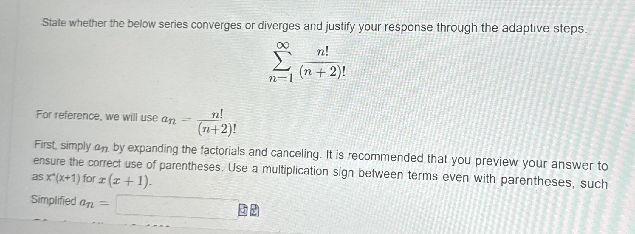 State whether the below series converges or