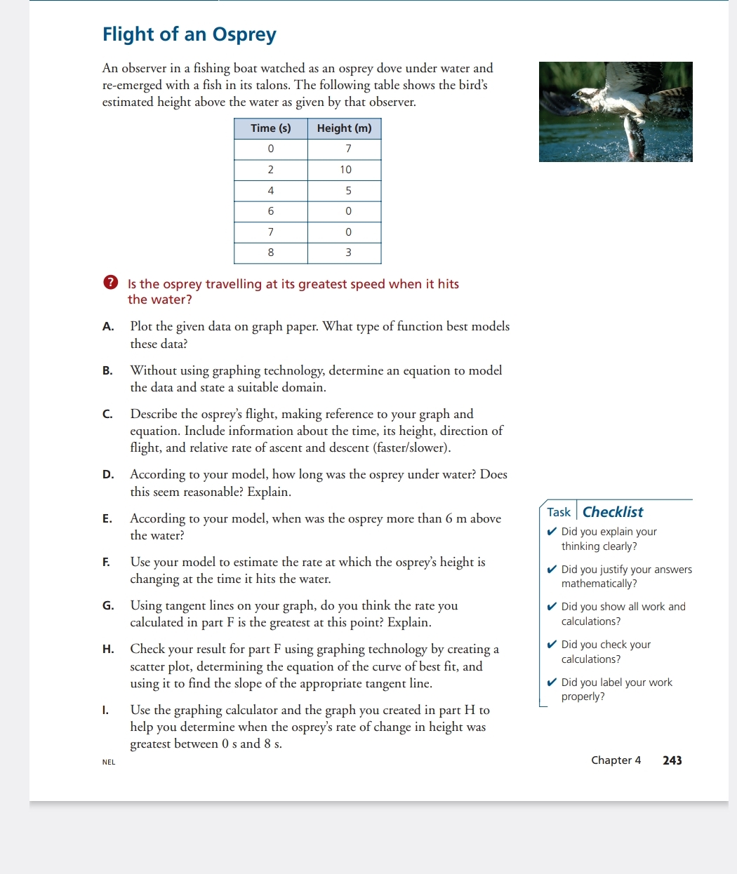 Flight of an Osprey An observer in a fishing boat