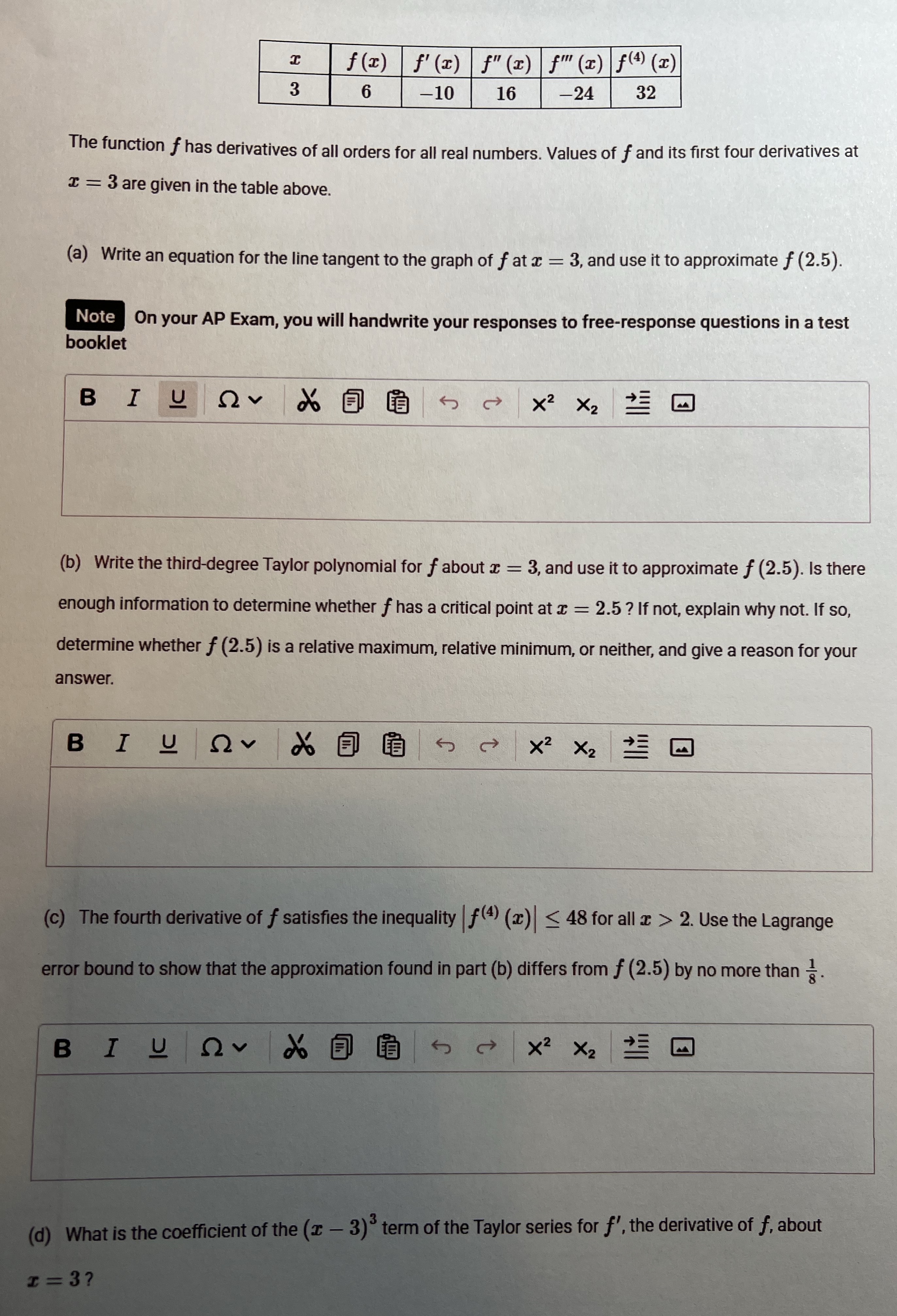 \ table [ [ x , f ( x ) , f ' ( x ) , f ' ' ( x )