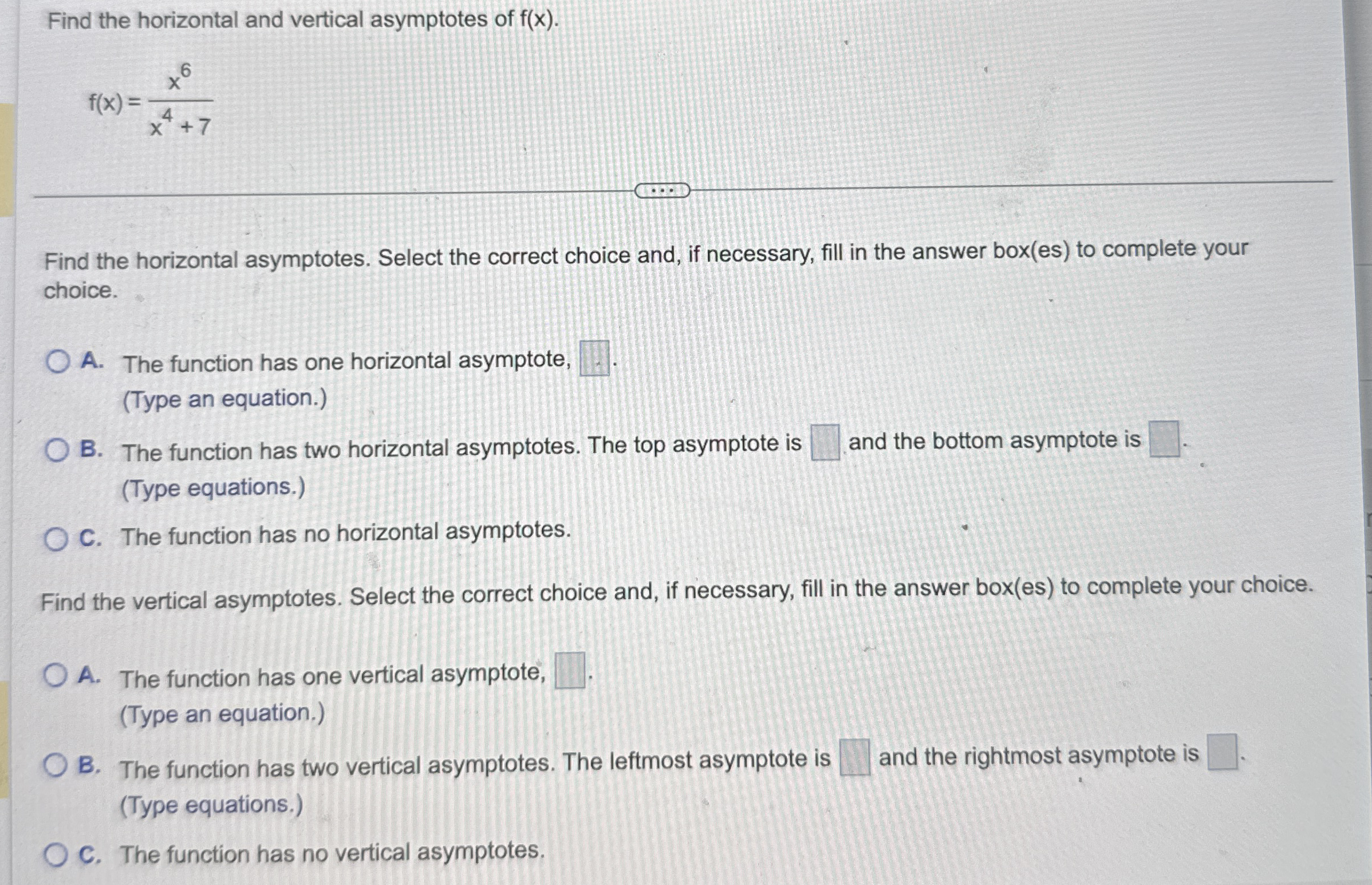 Find the horizontal and vertical asymptotes of f