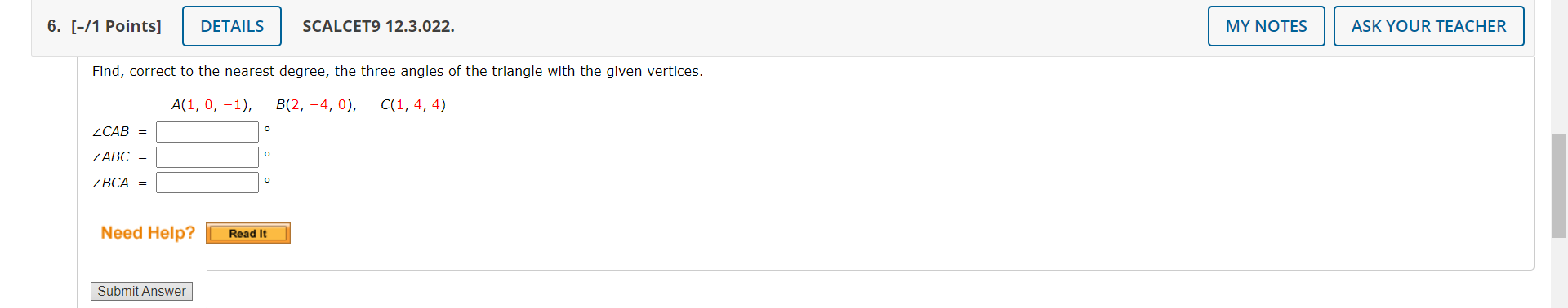 Find, correct to the nearest degree, the three