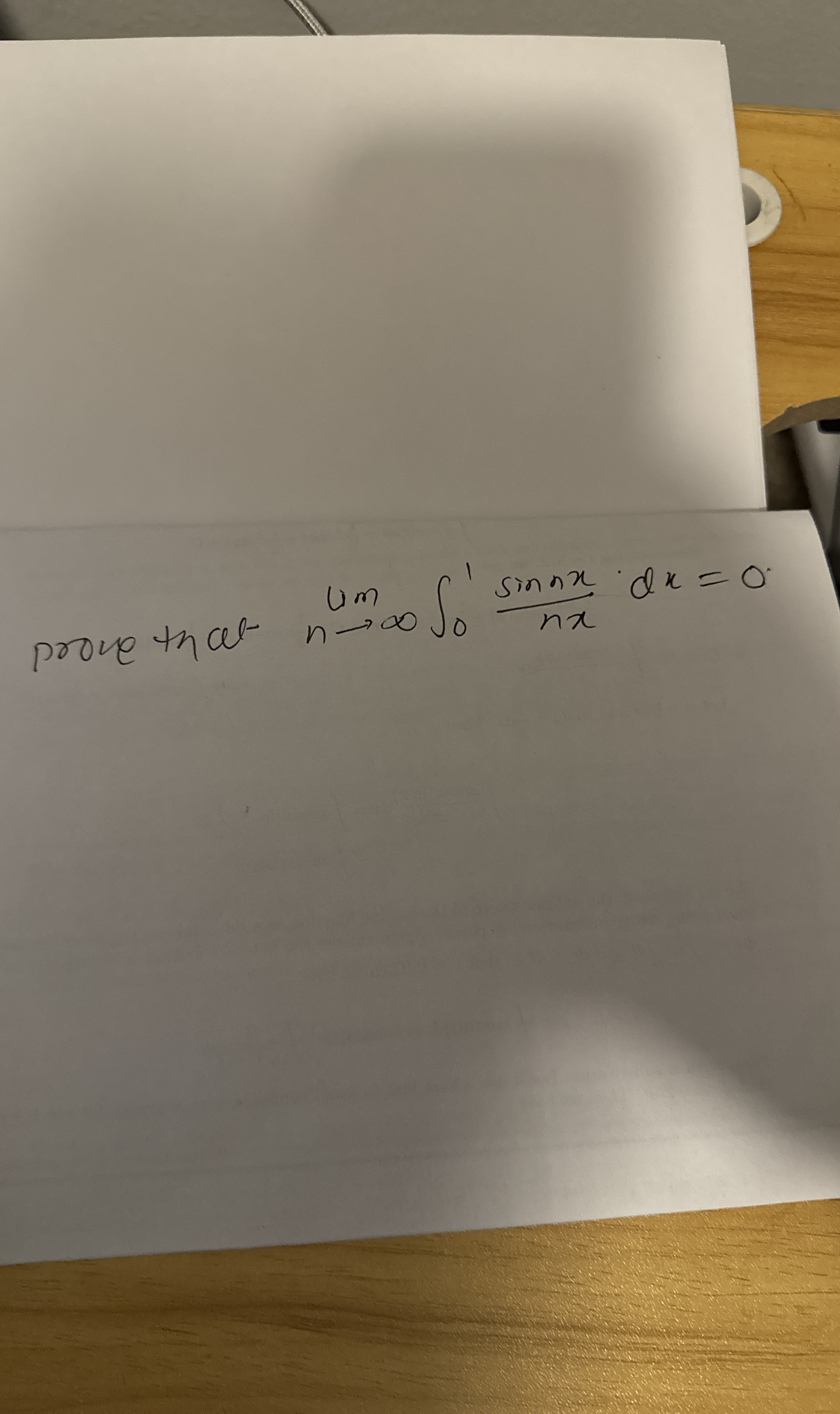 Prove that lim n 0 1 s i n n x n x d x = 0