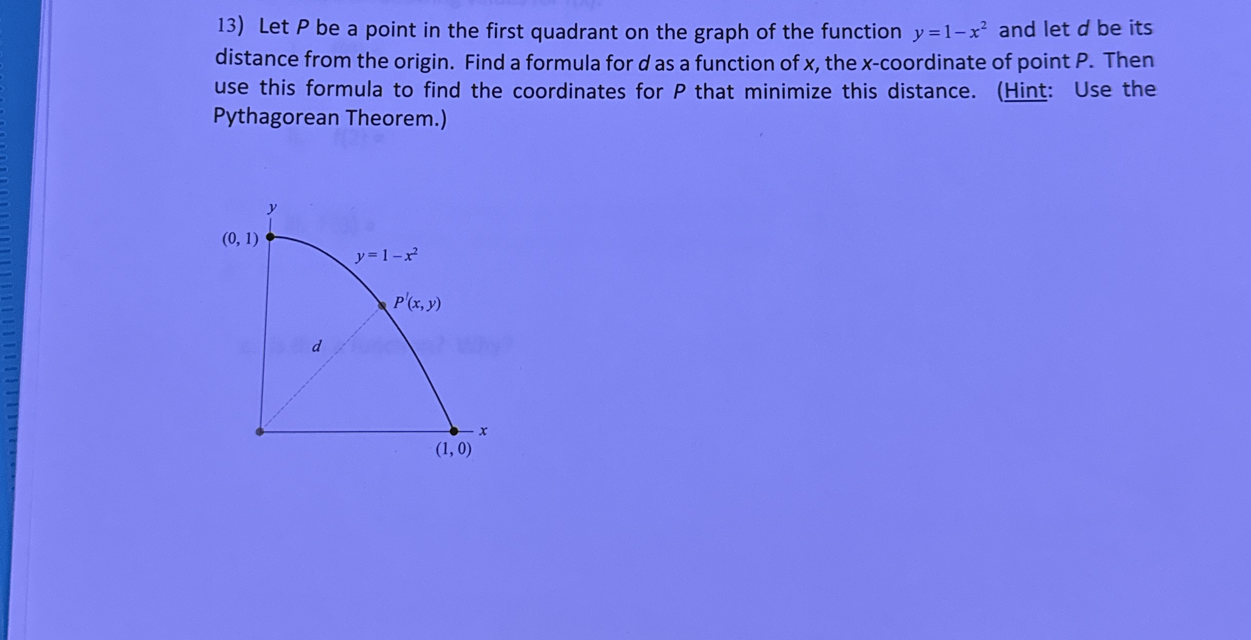 Let P be a point in the first quadrant on the