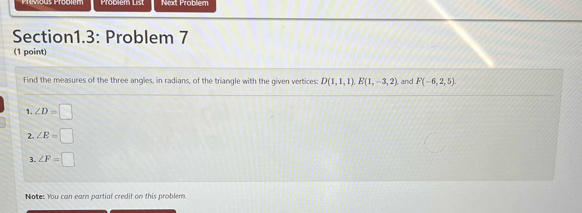 Yrevious Problem Problem List Next Problem