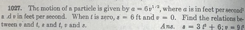 The motion of a particle is given by a = 6 v 1 2