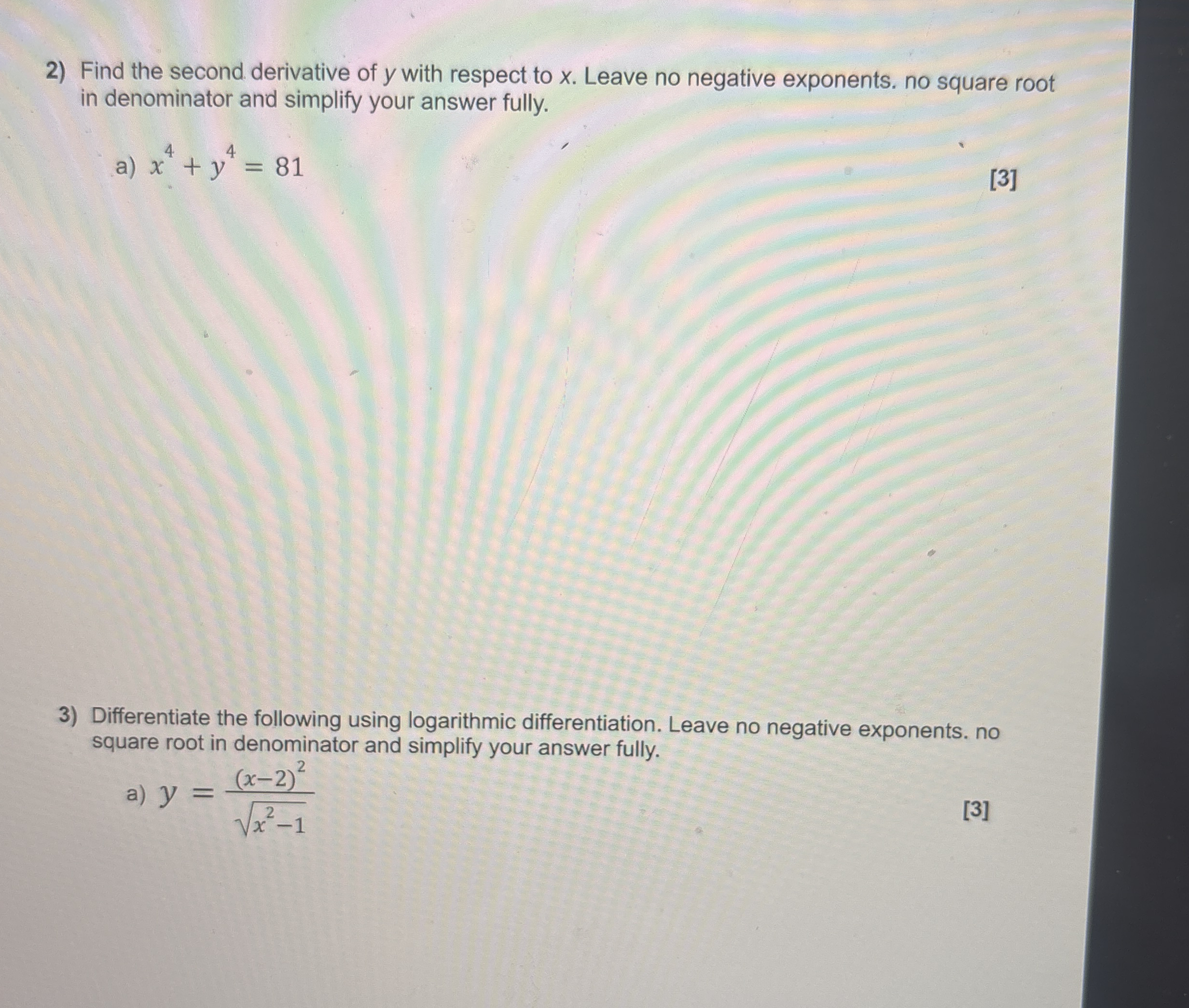 Find the second derivative of y with respect to x