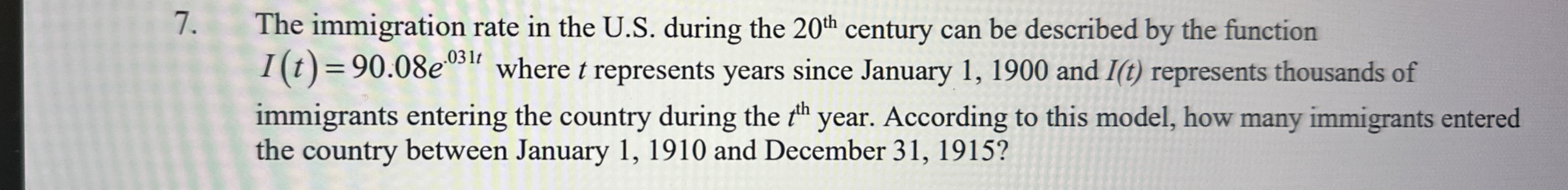 The immigration rate in the U . S . during the 2