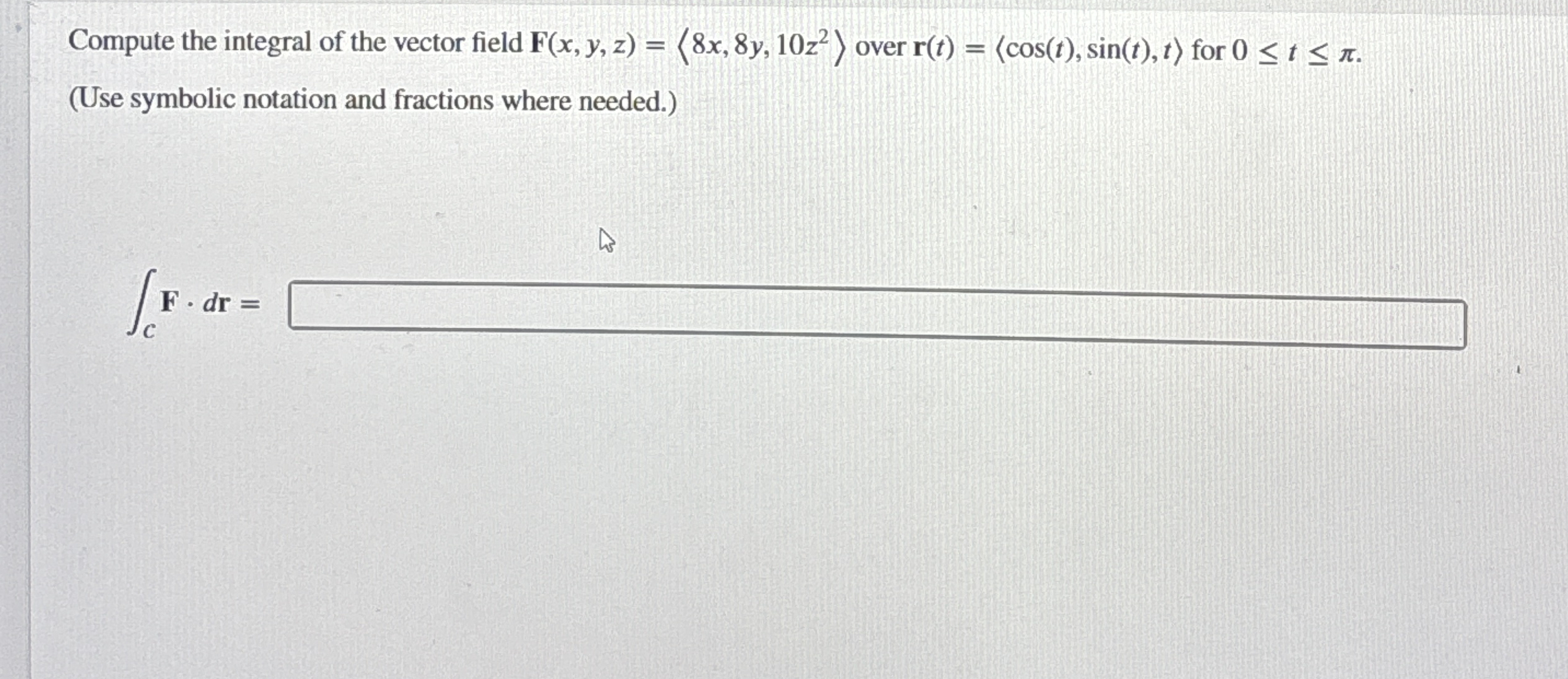 Compute the integral of the vector field F ( x ,