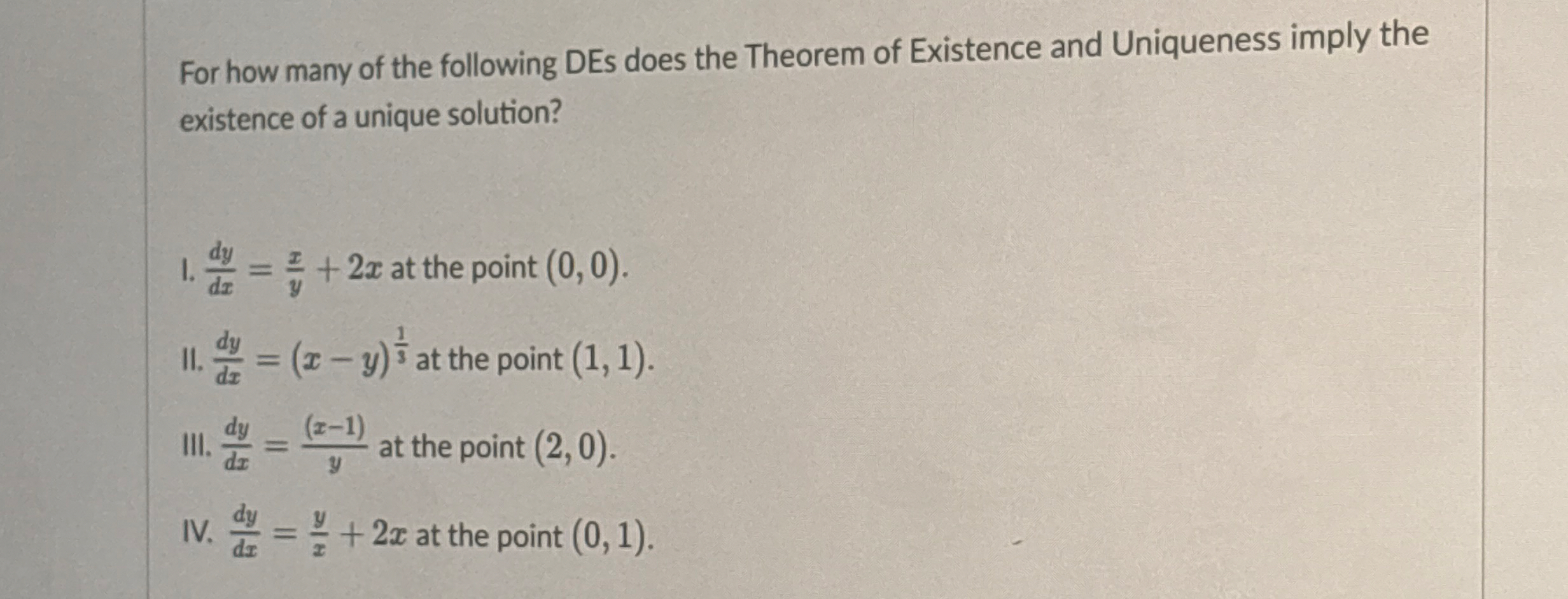 For how many of the following DEs does the