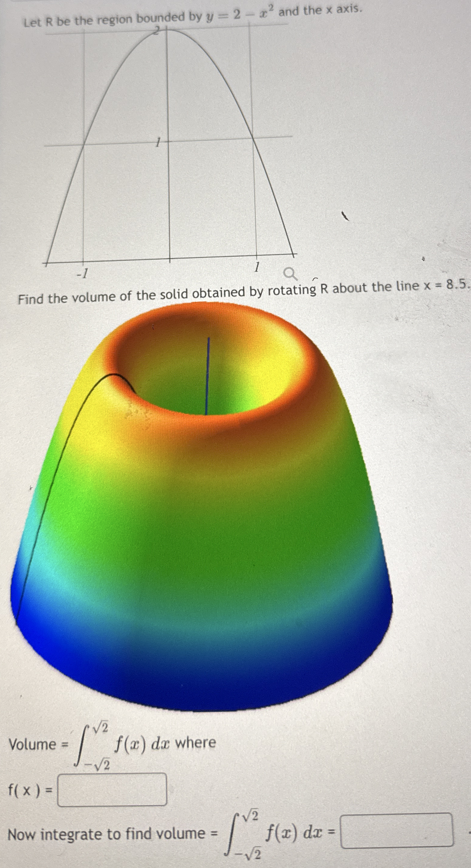 I at D he the region bounded by y = 2 - x 2 and