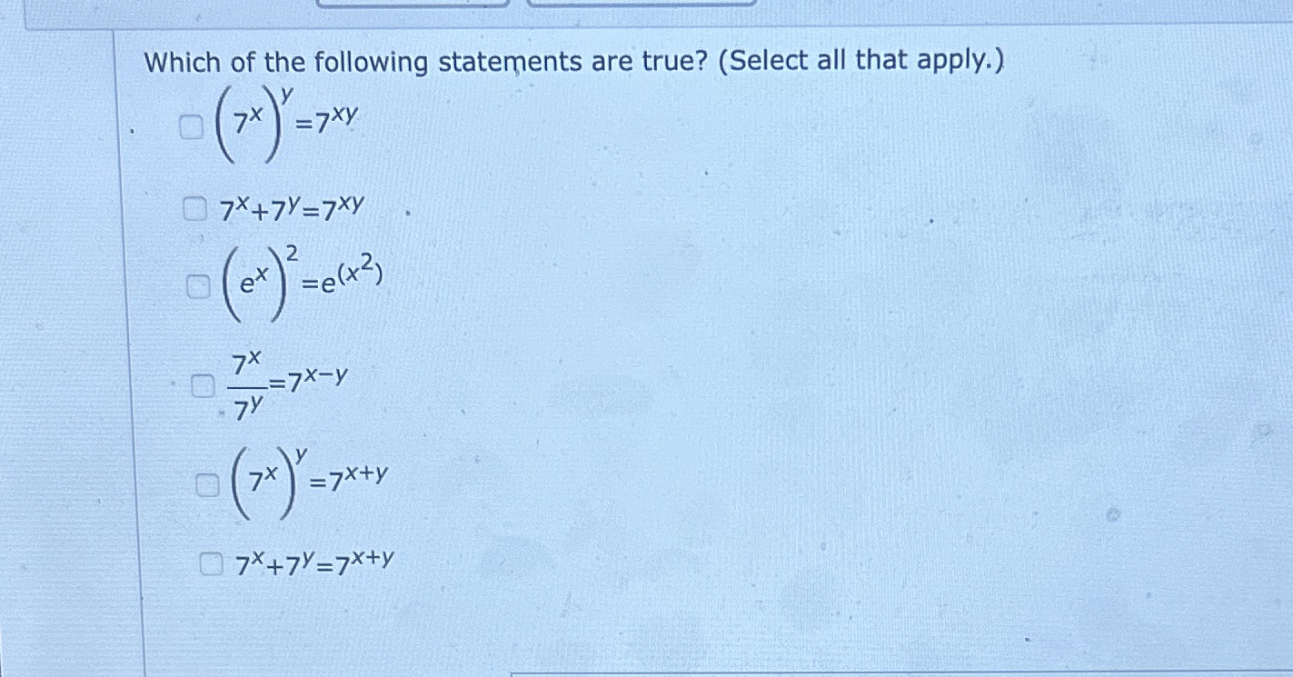 Which of the following statements are true? (