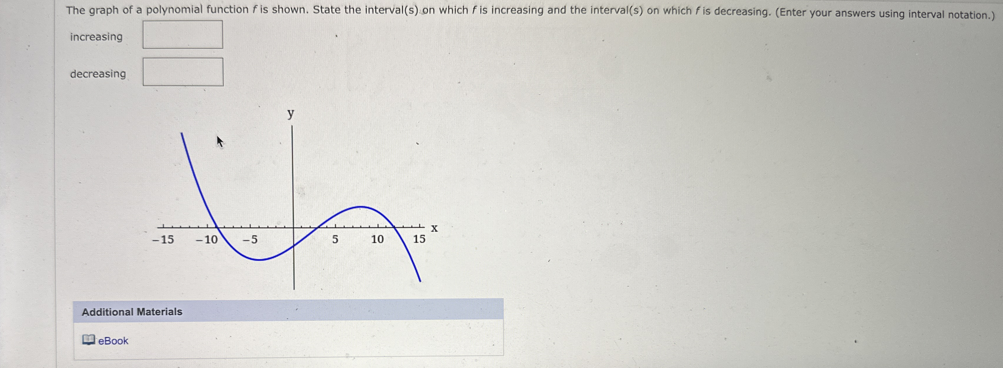 The graph of a polynomial function f is shown.