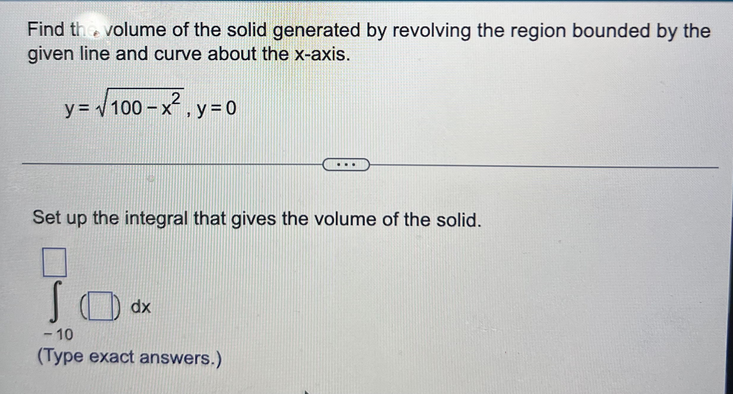 Find th . volume of the solid generated by