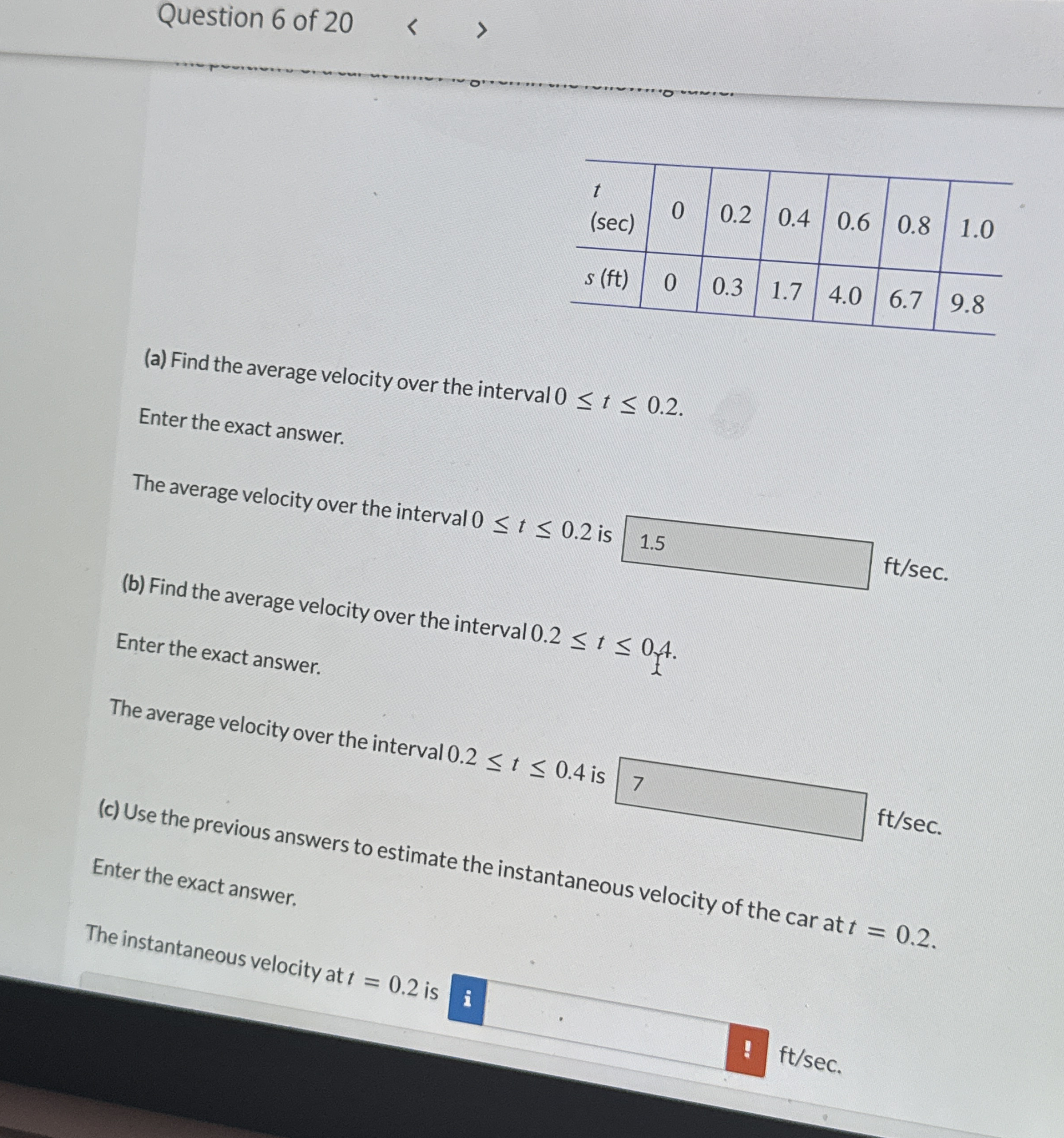 Question 6 of 2 0 \ table [ [ \ table [ [ t