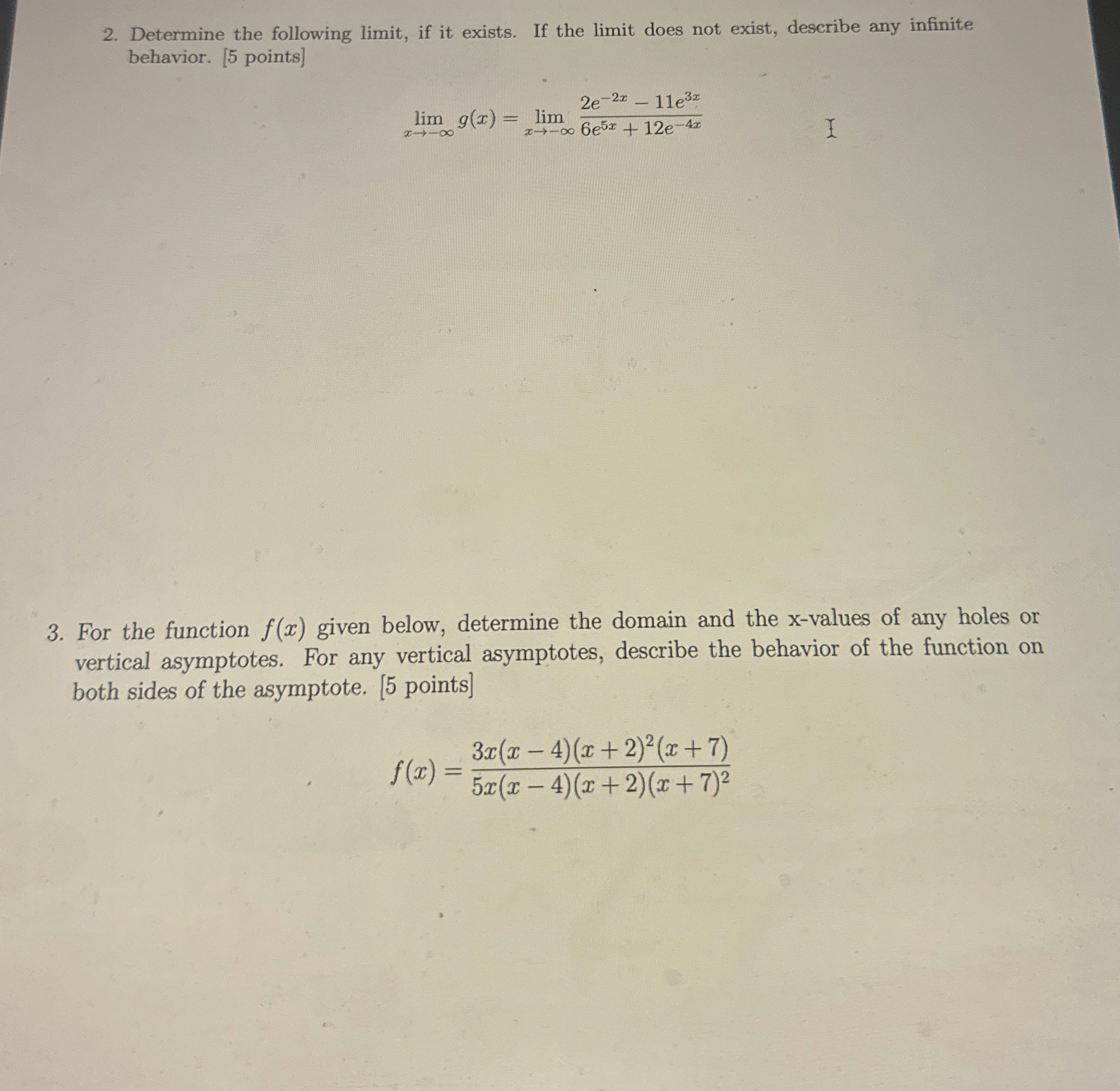 Determine the following limit , if it exists. If