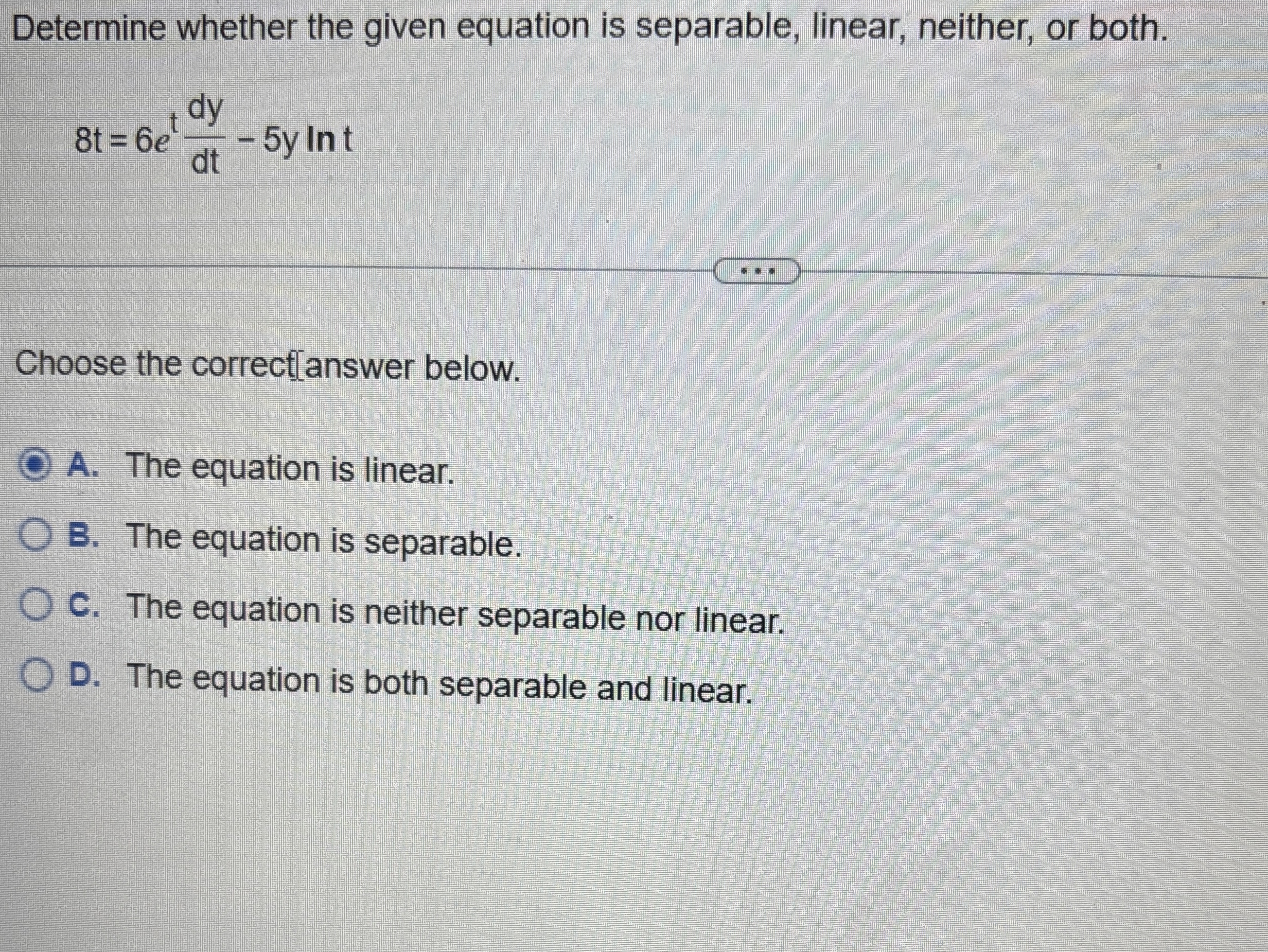 Determine whether the given equation is