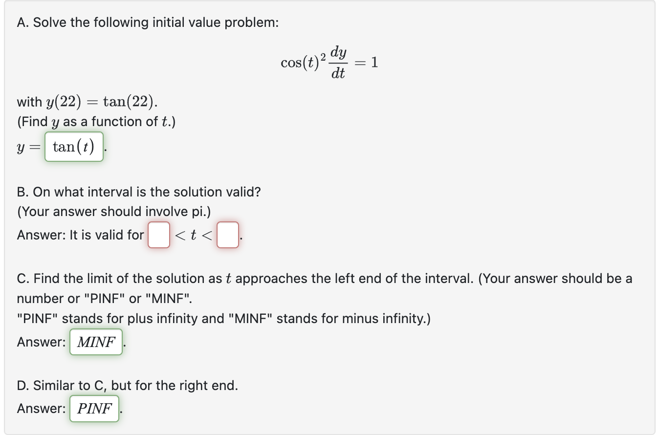 A . Solve the following initial value problem: